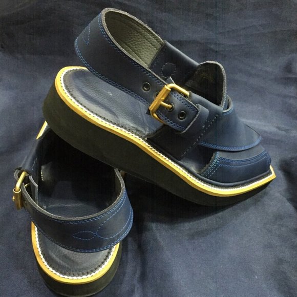 Peshawari Chappal Sandals For Men, Blue Handmade Leather Peshawari Chappal,